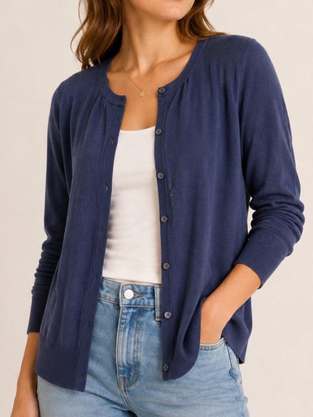 Merona Navy Blue Lightweight Button Cardigan M